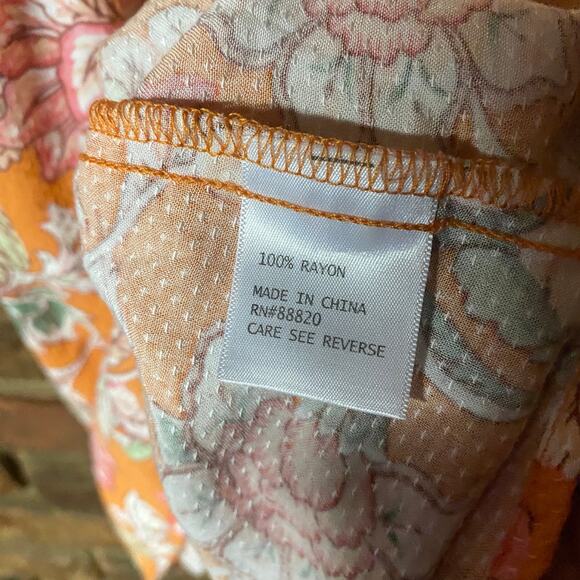 RACHEL Rachel Roy Orange Floral Sleeveless Keyhole Top Women's Size Small - Picture 5 of 6